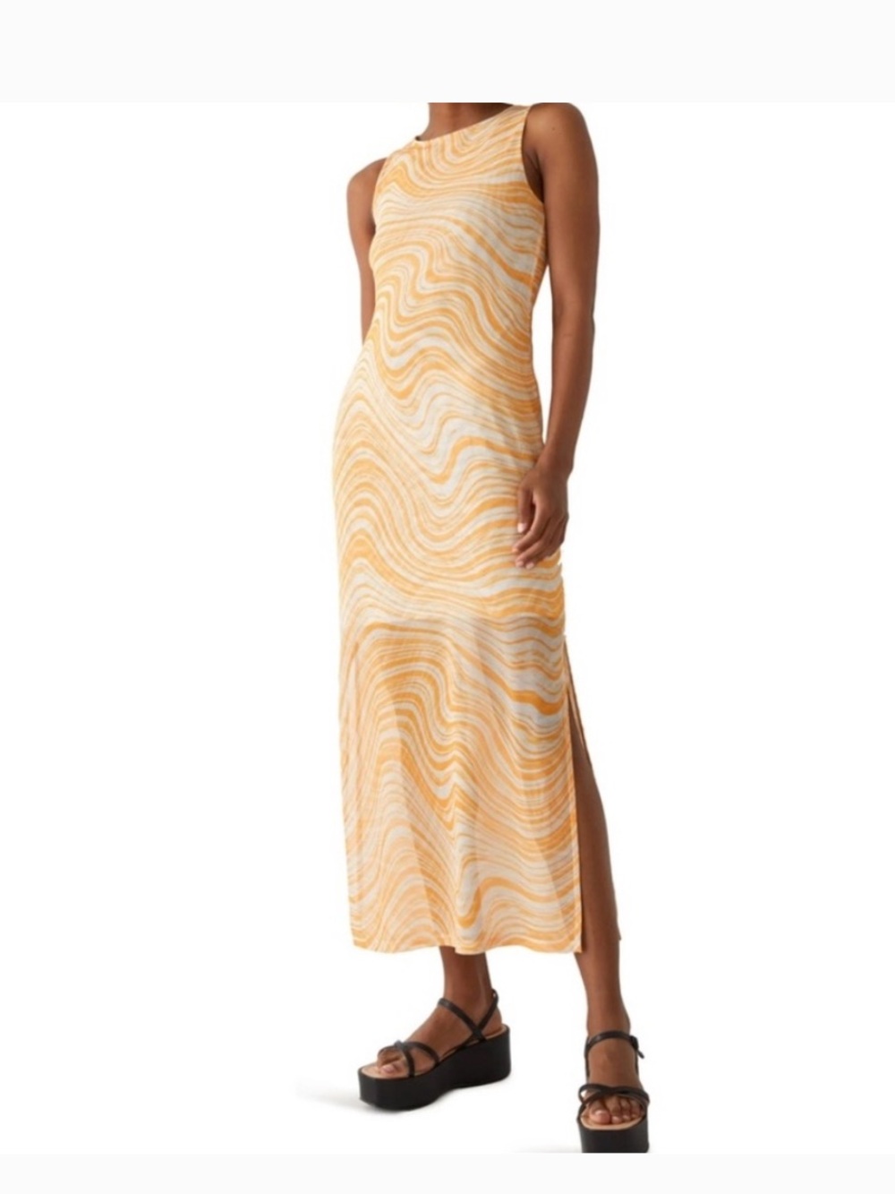 & Other Stories Yellow and White Mesh Maxi Dress